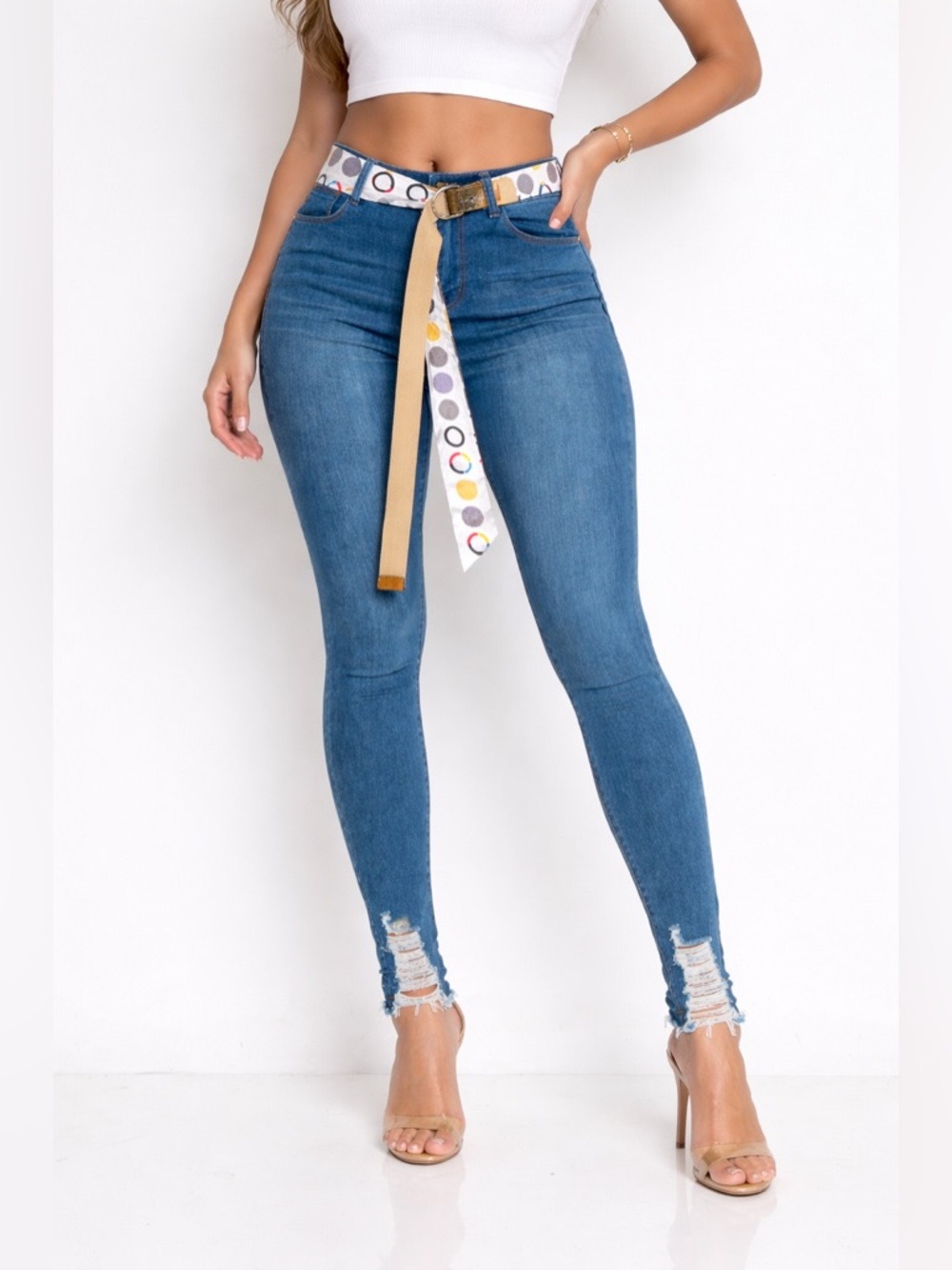 High-Rise Skinny Jeans in Medium Blue